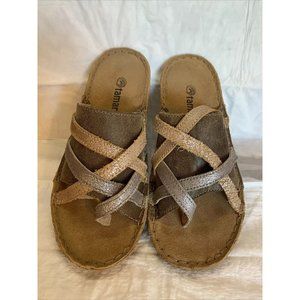 Tamarindo Sanddollar Women's Leather Flip Flop  Suntan Pebble 7.5 US Sandals